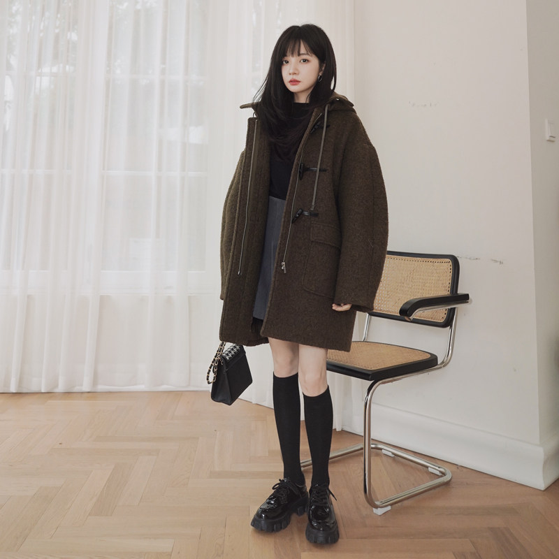 2022冬季新款羊毛大衣呢大衣牛角扣中长款225-7033-p185(控268,女装毛呢外套,浙宝225