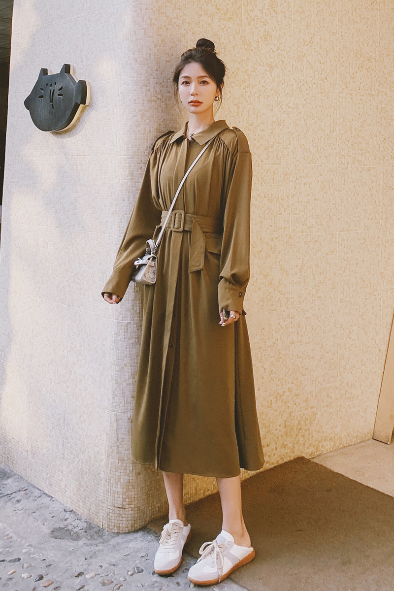 已出货2022春季新款军绿色连衣裙225-1697-P125（控178）,女装连衣裙,浙宝225