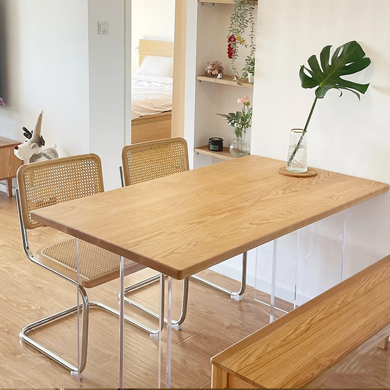 中古风北美白蜡木大板餐桌椅组合