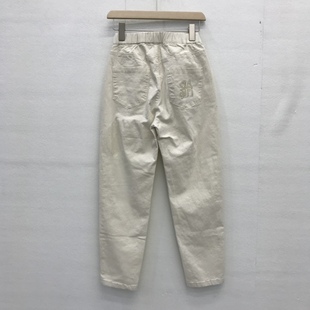 潮新韩版 长裤 白色弹力显瘦纯棉中高腰单裤 阿布衣社吉9968春款