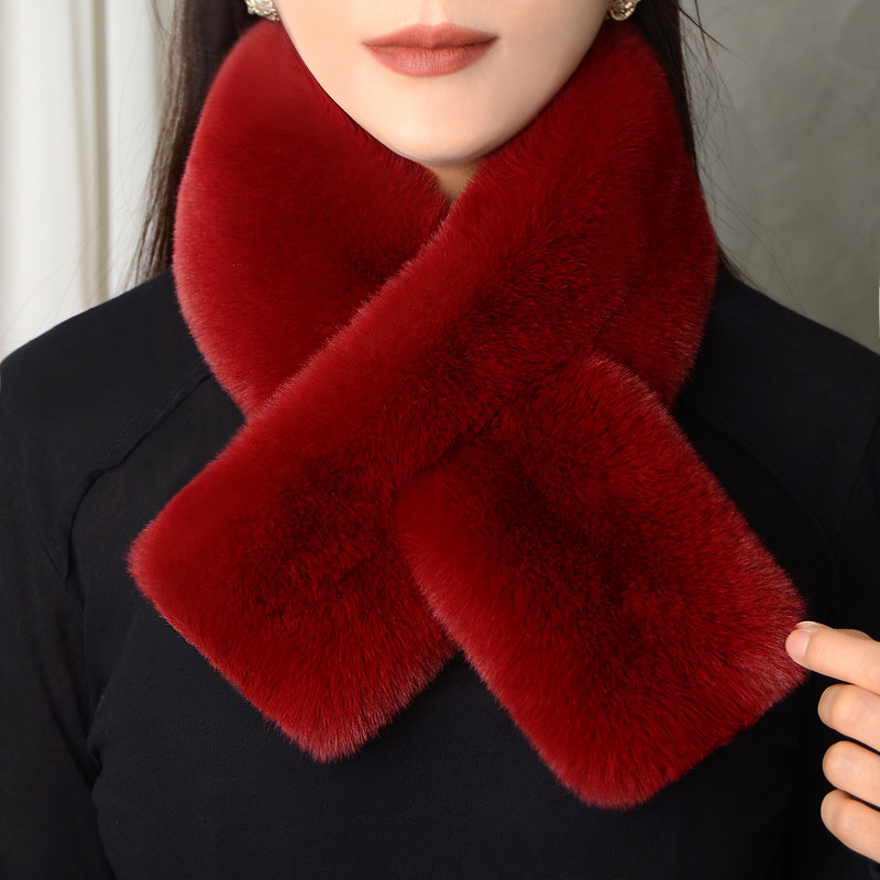 直板围巾安哥拉红色简约女冬