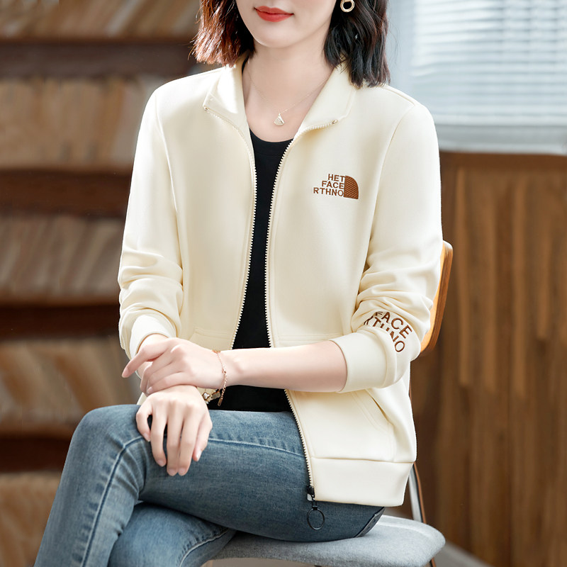 立领卫衣外套女2023年新款时尚宽松休闲运动装薄款拉链上衣棉长袖