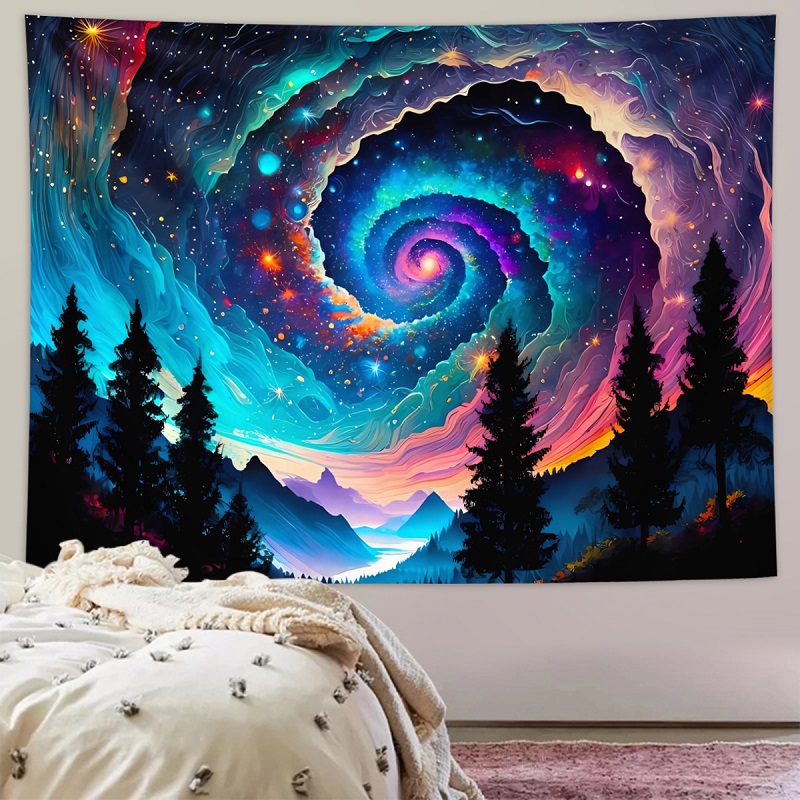 ins风星空蝴蝶挂布卧室宿舍床头背景布墙布墙纸壁画布挂毯装饰布图片