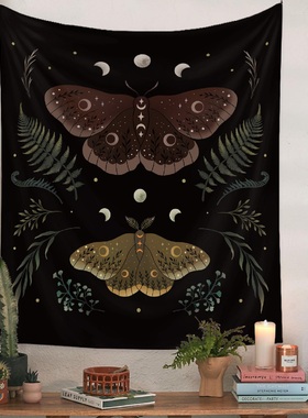 蝴蝶挂布ins风卧室床头装饰背景布房间改造墙布宿舍黑色遮丑挂毯