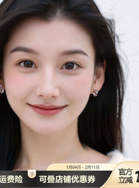 设计感立体珐琅滴釉紫色几何耳钉小众高级气质百搭2025新款耳饰