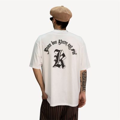 KeepingGear|K字母基础字体胶印Logo情侣款街头黑白短袖长袖舒适