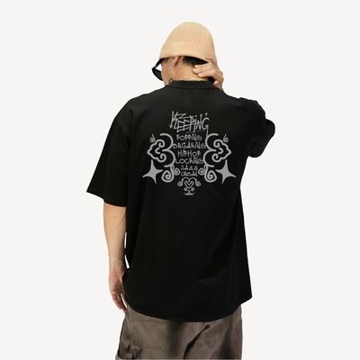 KeepingGear新款DanceEmblem舞者徽章潮牌嘻哈短袖黑白街舞小领口