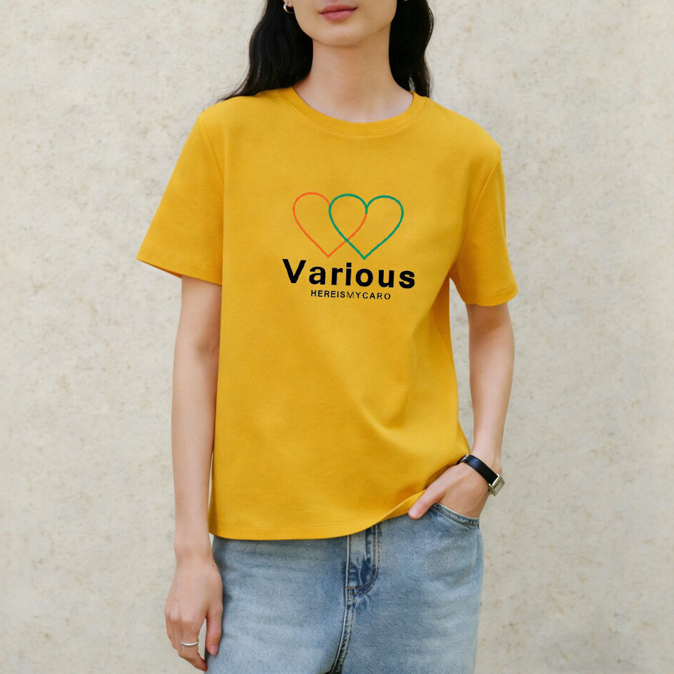 夏季纯棉圆领宽松印花短袖T恤女