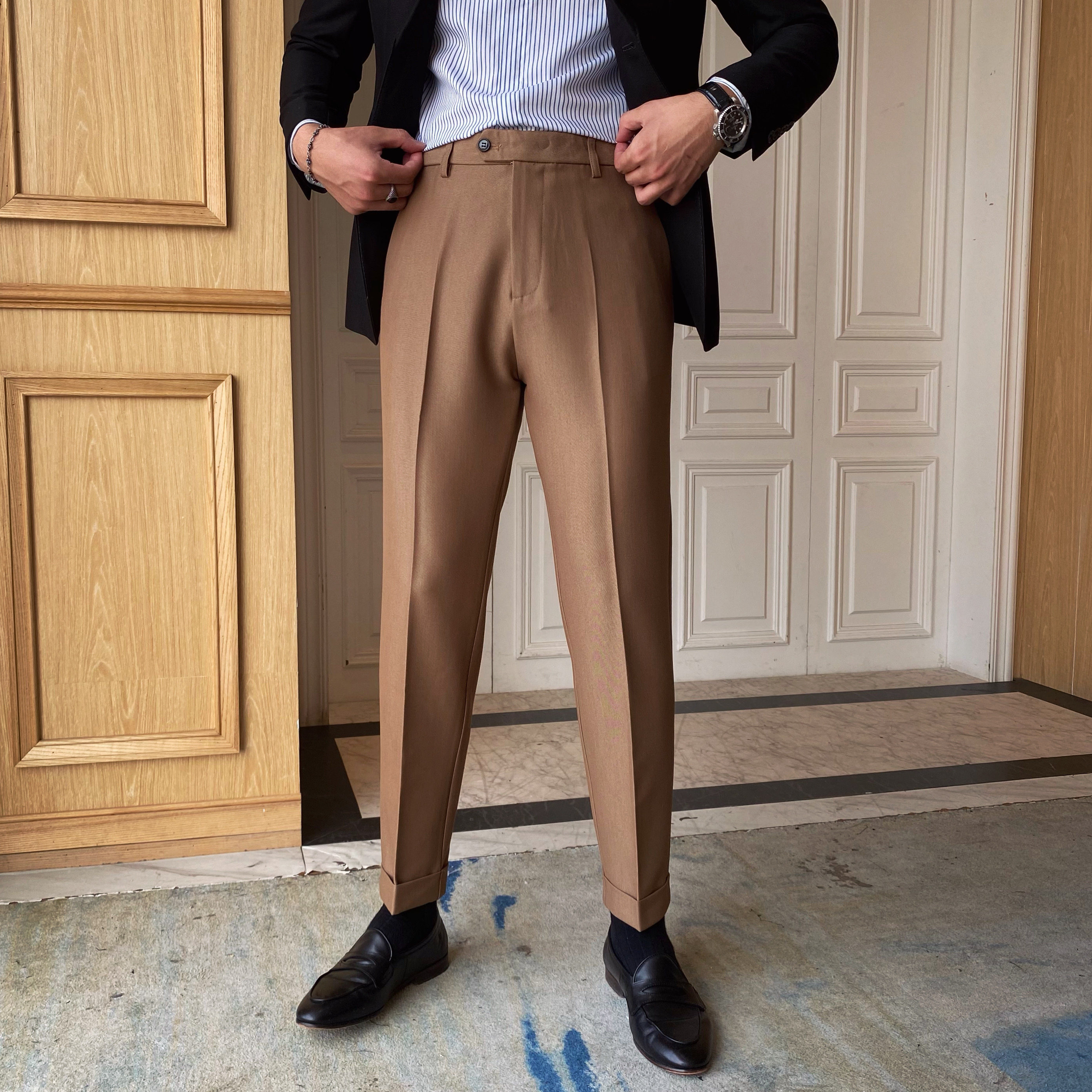 thumbnail for Mr. Lu San British autumn trousers men's business professional non-ironing slim straight casual pants Korean style suit pants