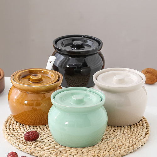 陶瓷炖盅隔水炖家用带盖蒸菜鸡蛋羹汤盅炖罐专用蒸蛋碗煲汤小瓦罐