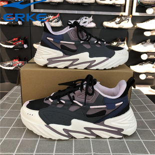 鸿星尔克女鞋跑步鞋2023秋季皮面防水软底防滑时尚休闲鞋老爹鞋女