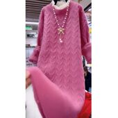 毛衣裙女秋冬新款 欧货时尚 爆款 洋气显瘦遮肚子轻奢麻花针织连衣裙