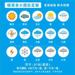 天气图标贴纸晴雨表销控表地图标记贴工作计划表记号标签贴不干胶