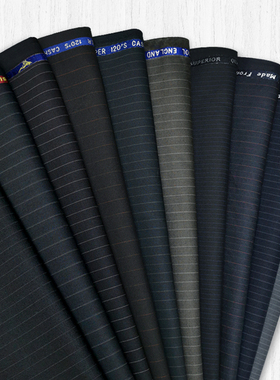 新品春秋30毛料条纹西装布料可做男女休闲工作装不起球不易皱笔挺