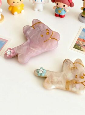 ins风醋酸小狗发夹简约描线奔跑小狗夹子清爽卡通少女刘海侧边夹