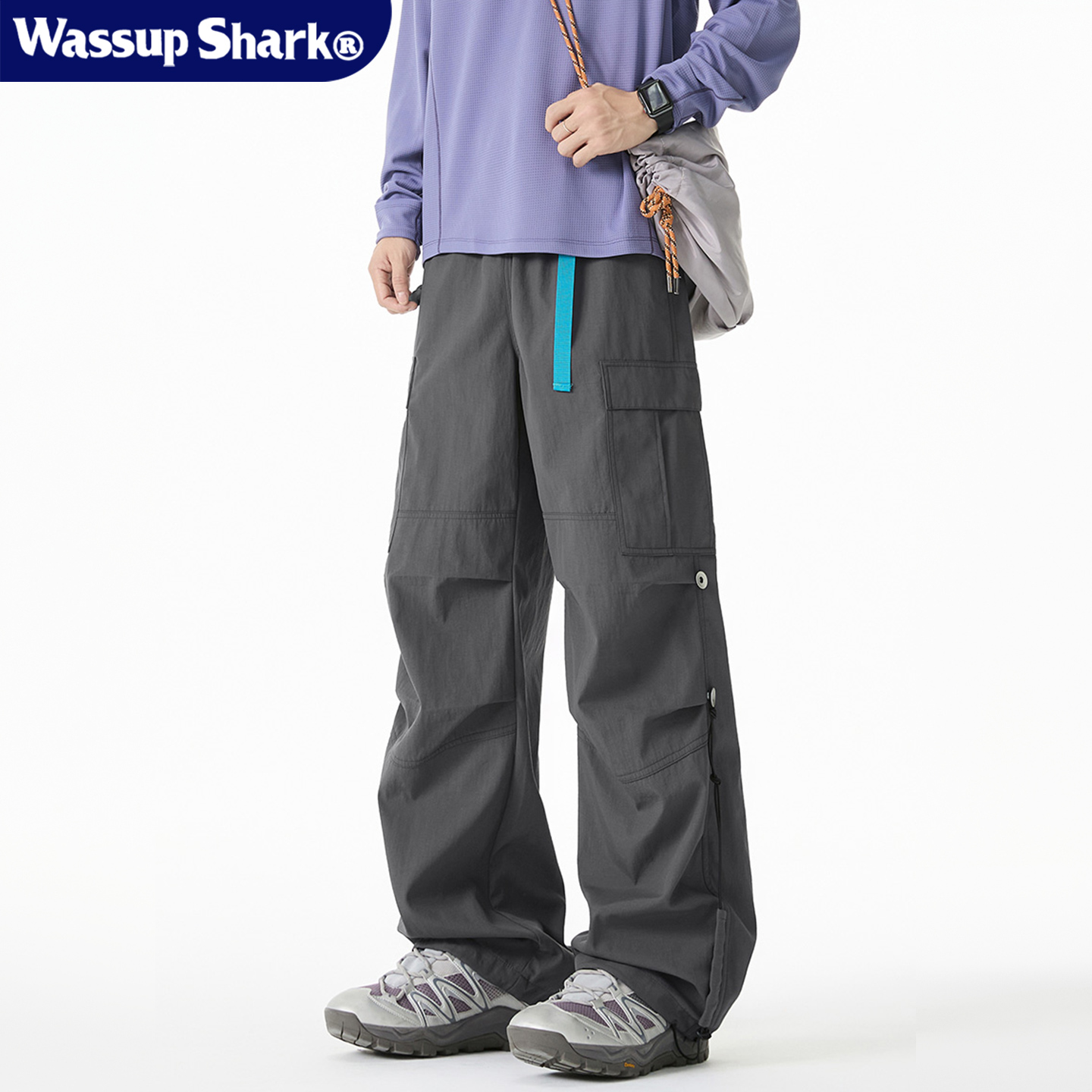 美式撞色工装伞兵裤男春秋季潮牌