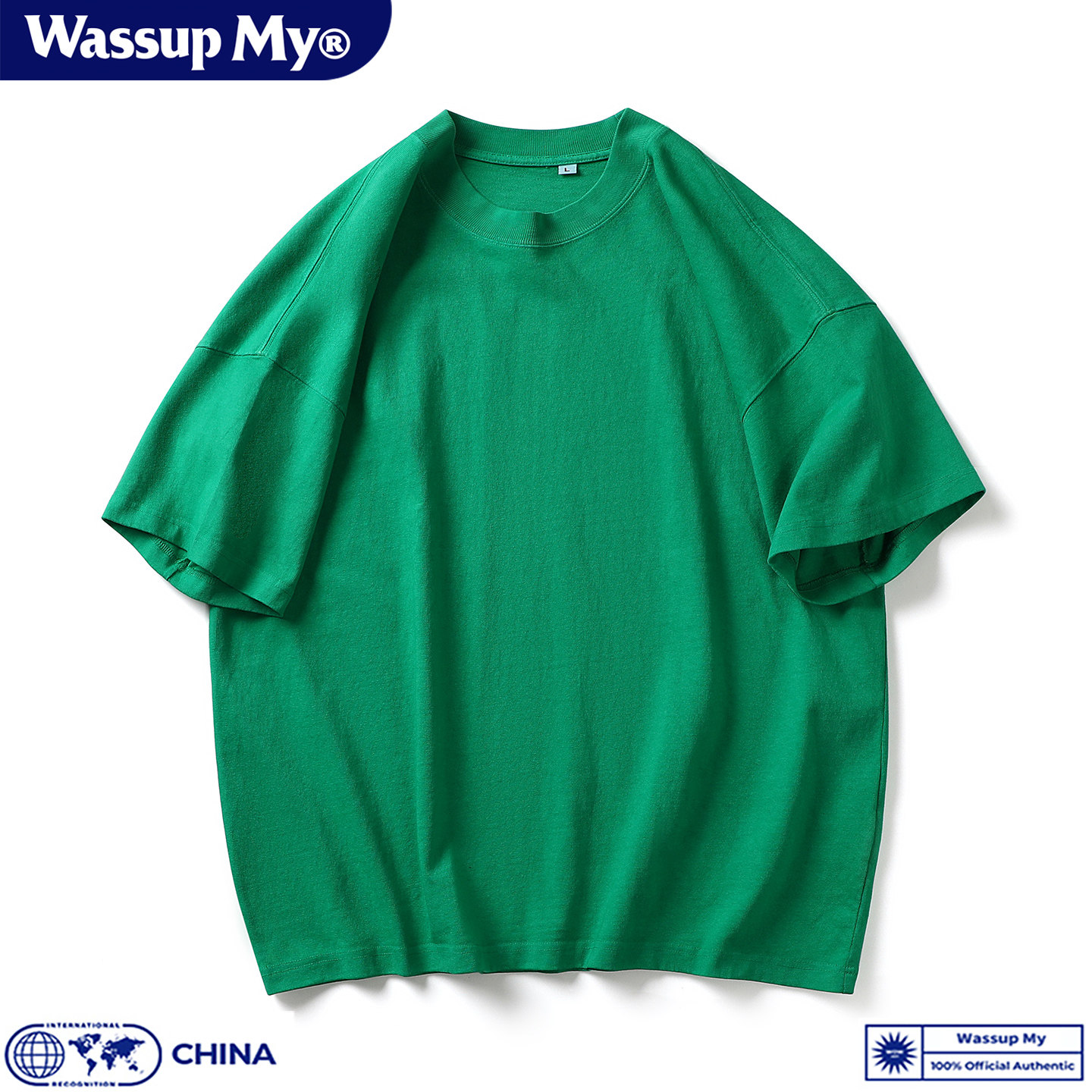 WASSUP MY美式重磅纯棉短袖T恤男女同款夏季宽松oversize圆领上衣
