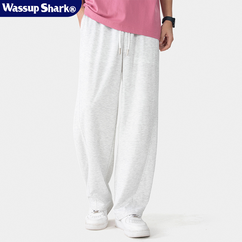 潮牌运动卫裤男阔腿弯刀休闲裤
