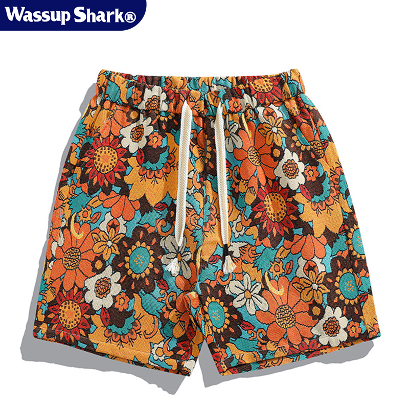 美式刺绣印花短裤男潮牌沙滩裤夏