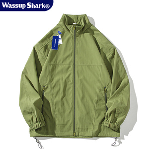 Wassup Shark山系工装外套男春秋季潮牌高级感休闲宽松立领夹克男