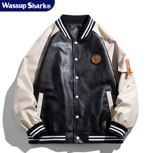 春秋新款PU皮棒球服外套男机车服