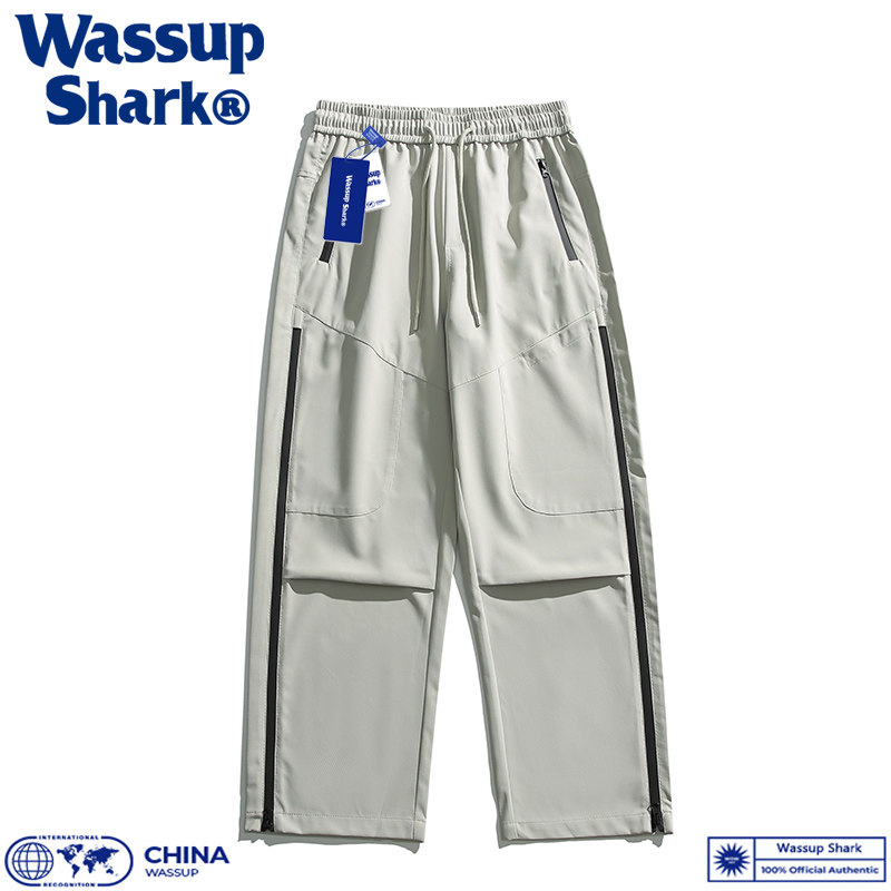 Wassup Shark潮牌户外工装直筒休闲裤男侧边拉链登山三防冲锋裤女,男装,休闲裤,淘宝优惠券,粉丝福利购,淘宝优惠卷