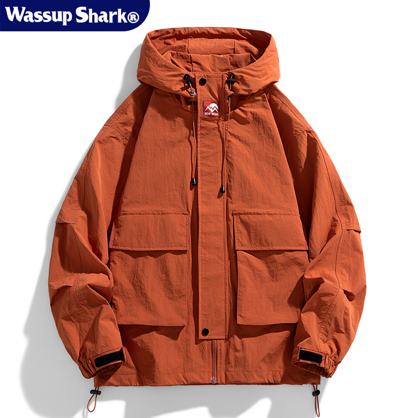 日系工装连帽冲锋衣外套男女秋季