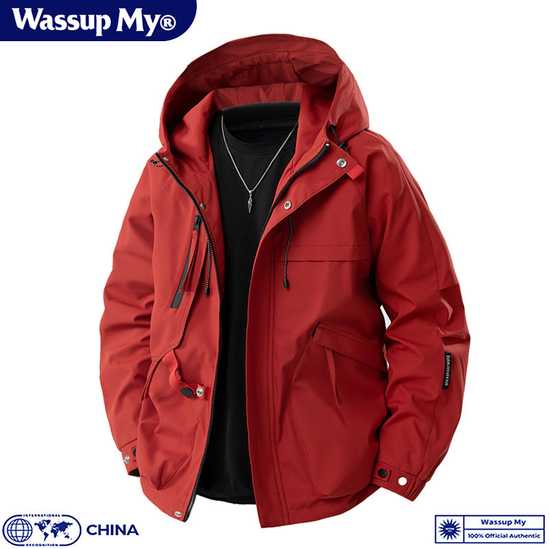Wassup My潮牌三防软壳冲锋衣男春秋户外休闲宽松工装夹克外套