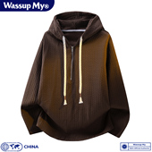 连帽卫衣男女春秋季 WASSUP MY美式 宽松休闲拉链抽绳百搭潮流上衣