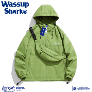 Wassup Shark冲锋衣夹克男女情侣春秋户外防风防水情侣登山服外套