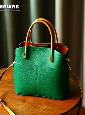 【头层牛皮】小众真皮水桶包女百搭洋气手提包高级感欧洲站女包