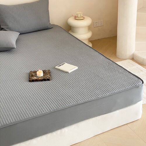 纯色全棉绗缝夹棉床笠2m大床可机洗纯棉床罩防滑席梦思床垫保护套