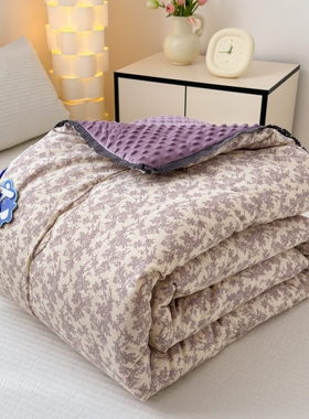 全棉双层纱豆豆被可机洗单人双人春秋被加厚保暖大豆冬被