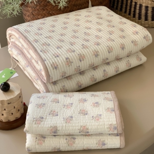 韩国大鹅莫代尔双面天丝床盖三件套春夏凉款绗缝夹棉床单榻榻米盖