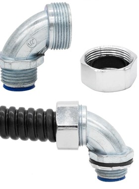 包塑金属软管弯头 蛇皮软管DWJ角弯锌合金金属外丝接头三柱顶丝