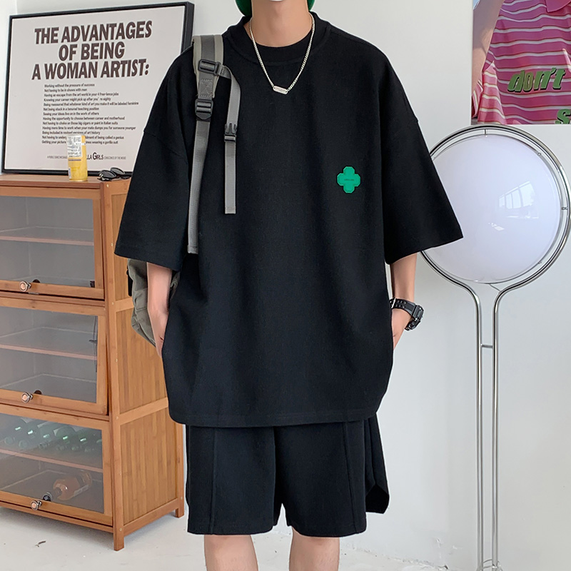 2024夏装中性风短袖T恤两件套男女同款运动套装1003TZ05P78，男装T恤，星座1003