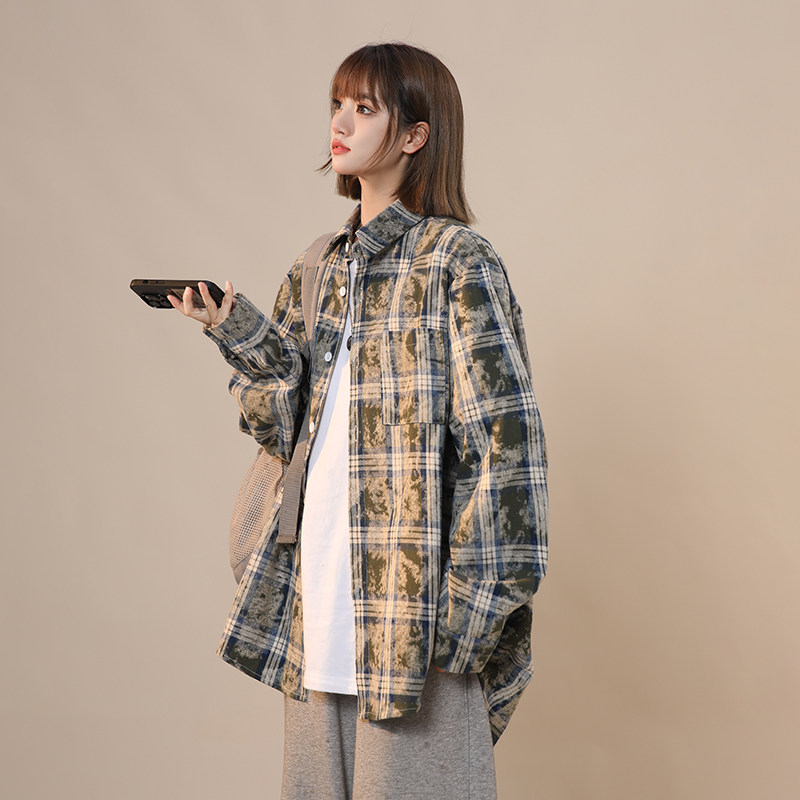中性潮流磨毛扎染加厚保暖衬衫外套1003C2308P68控88,男装衬衫,星座1003