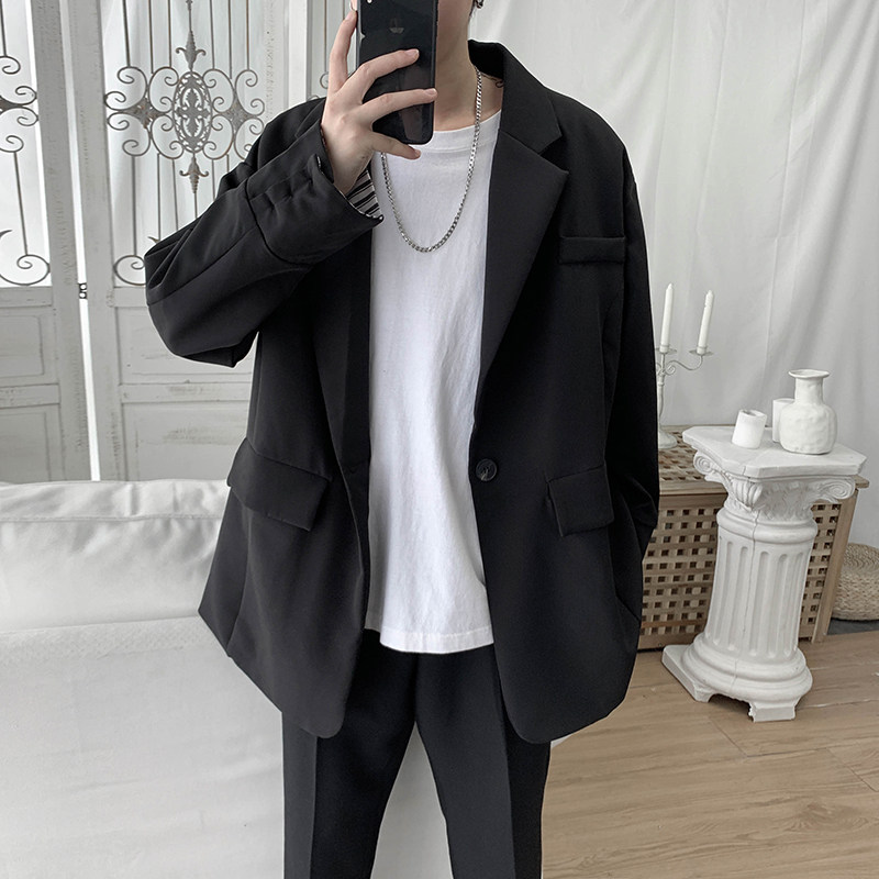秋装潮流袖口翻边百搭休闲宽松西服外套1003W1910P80,男装西服,星座1003