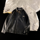 2024秋冬潮流基础款纯色百搭宽松翻领皮衣外套1003JK16P95，男装夹克，星座1003
