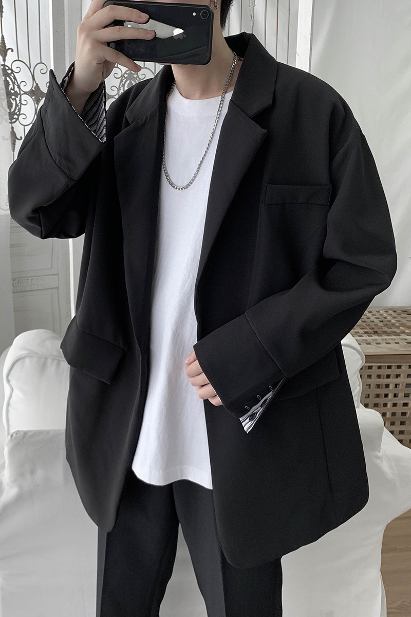 港风潮流韩版宽松纯色西服休闲西装1003W1910P80,男装西服,星座1003
