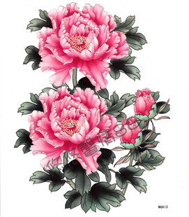 超大图牡丹花 防水女款纹身贴纸影楼写真婚纱照 实景拍照满20包邮