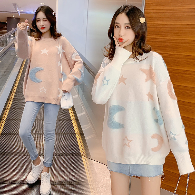 출산복 가을 겨울 신상 스웨터 슈트 2022 인터넷 연예인 출산복 니트 상의 두꺼운 겨울 바닥 셔츠