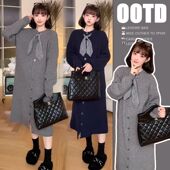 加厚针织毛衣裙 针织连衣裙女宽松冬季 气质孕妇装 秋冬可哺乳中长款