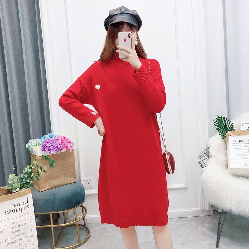 서양식 겨울옷 출산가을옷 패셔너블한 스웨터 중간기장 봄 가을 원피스 여성용 가을 겨울 상의