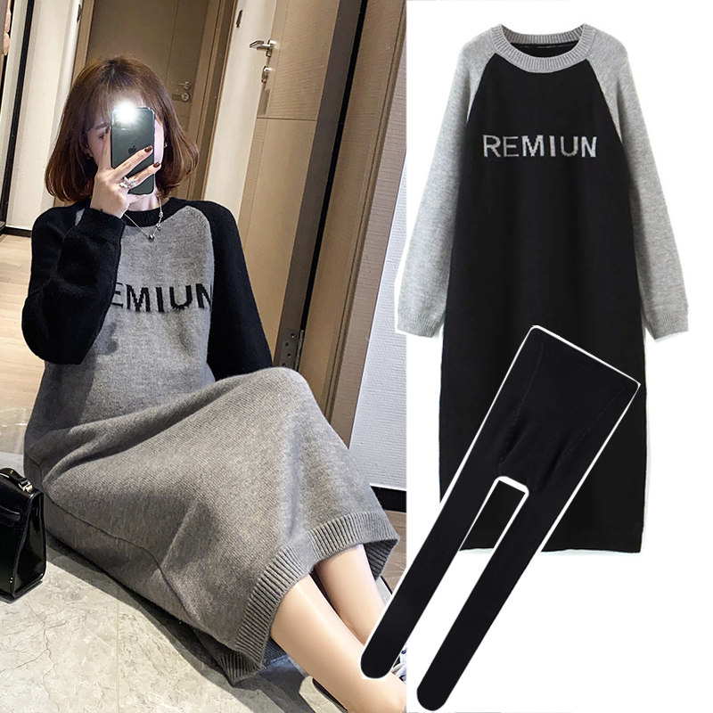 임산부 가을옷 상의 스웨터 원피스 인터넷 연예인 정장 패셔너블한 겨울 중간기장 스웨트셔츠 봄 가을 스타일
