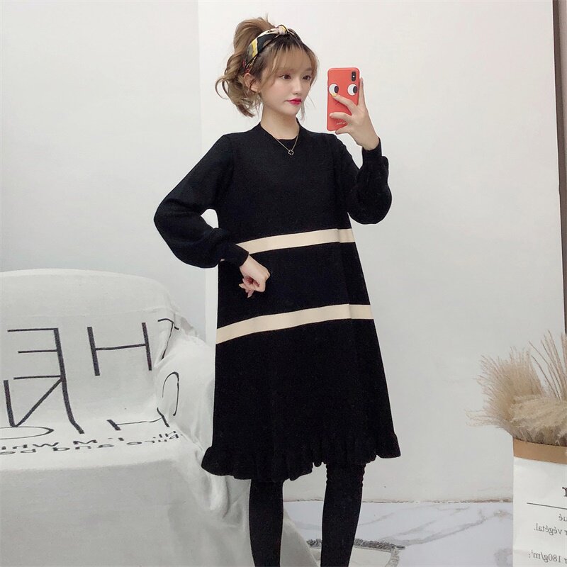 출산복 가을 겨울 뜨거운 엄마 2021 새로운 패션 느슨한 출산 스웨터 바닥 셔츠 유행 드레스 트렌드