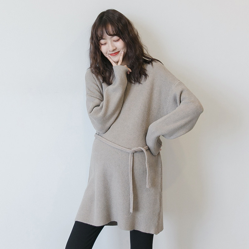 출산 가을 겨울 스웨터 여성 중간 길이 출산 양복 두꺼운 탑 세련된 느슨한 겨울 바닥 스웨터