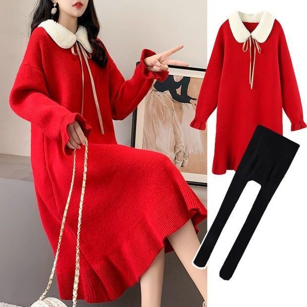 임부복 가을 겨울 양복 패셔너블한 2020 신상 스웨터 두꺼운 중기 니트 원피스 가을 겨울 스타일