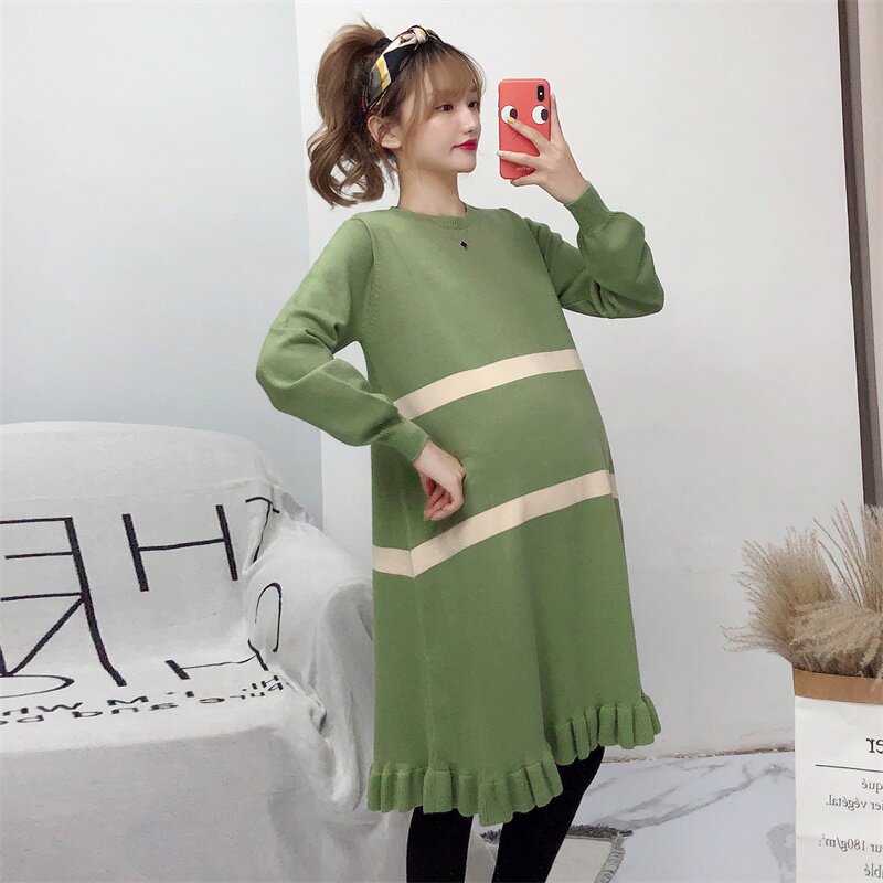 출산복 가을 겨울 뜨거운 엄마 2021 새로운 패션 느슨한 출산 스웨터 바닥 셔츠 유행 드레스 트렌드