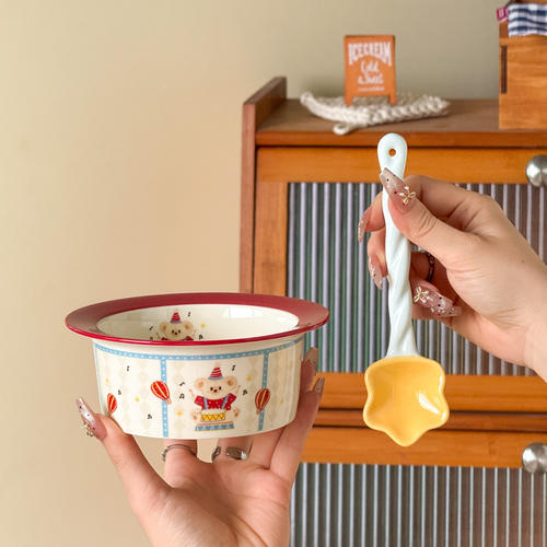 森系马戏团碗勺日式动物小清新25年新款碗瓷碗米饭碗汤碗